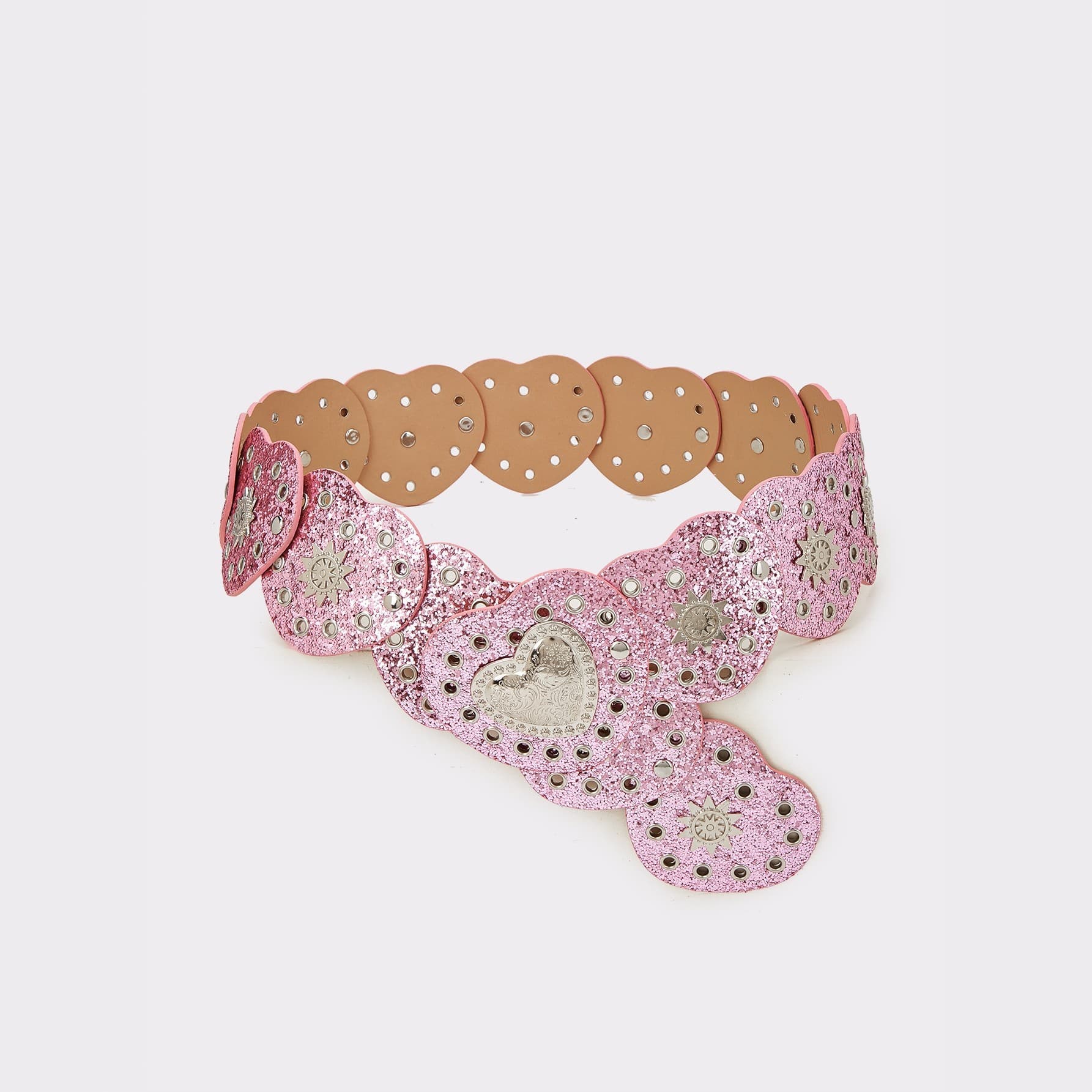 Shiny Heart-shaped Stud Tassel Belt