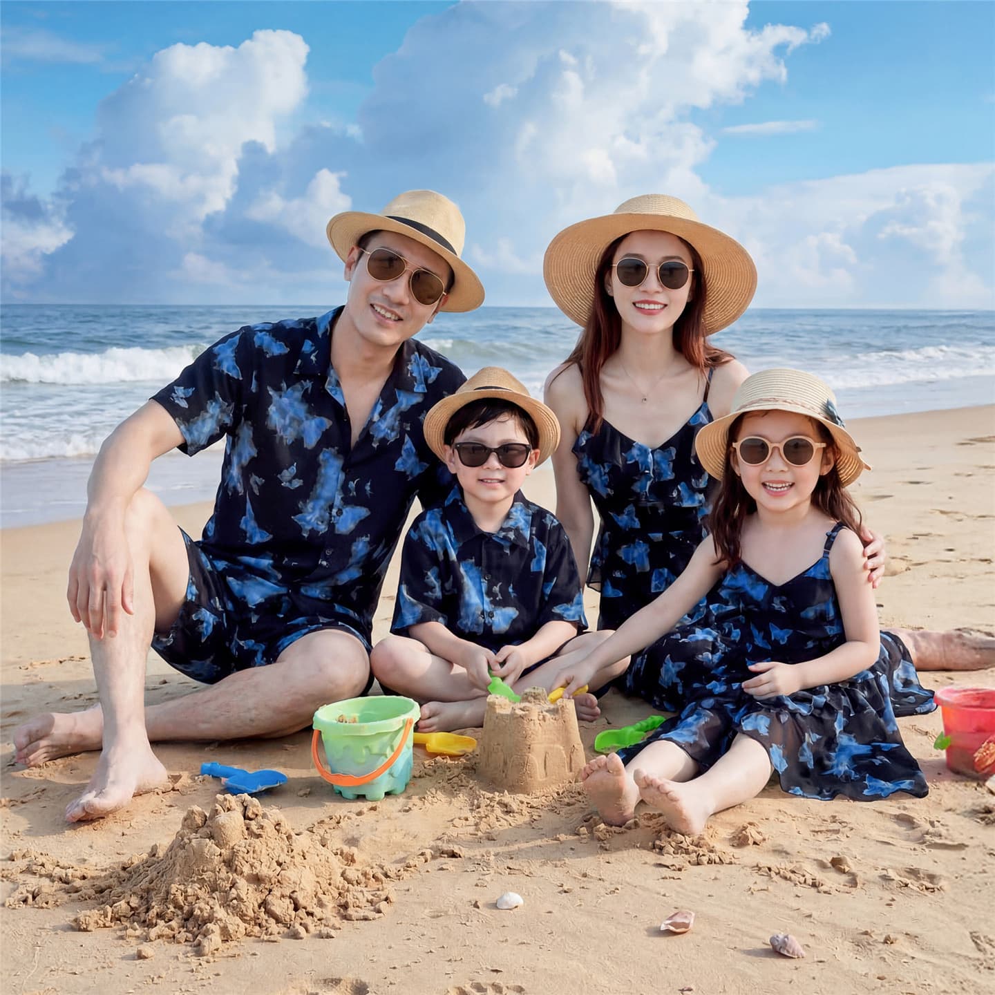 Short-sleeve Mother-daughter Dress Couple Set
