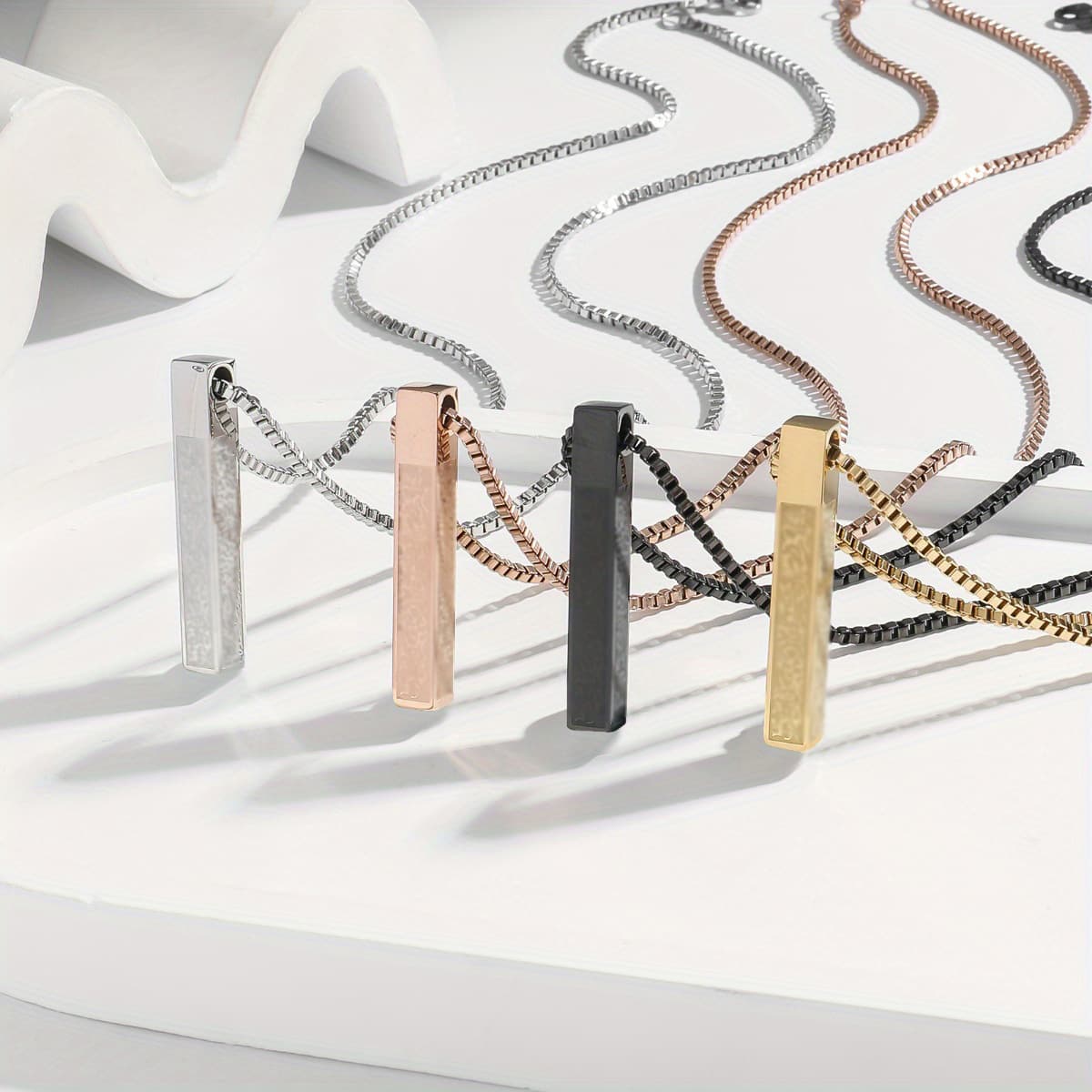 Stainless Steel Pendant Cylindrical Necklace Simple And Elegant