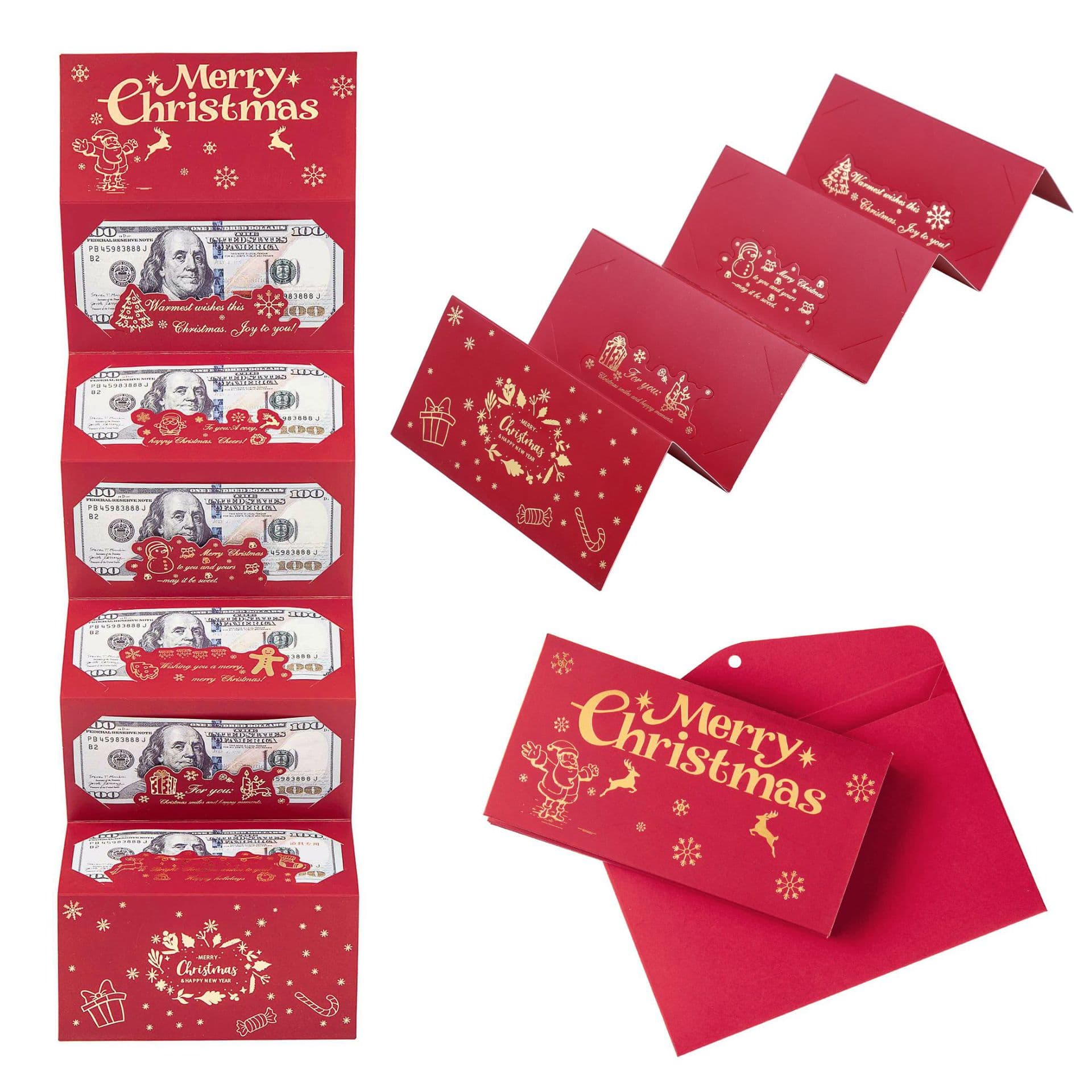 New 6-card Red Envelope Christmas Gilding Folding Red Envelope