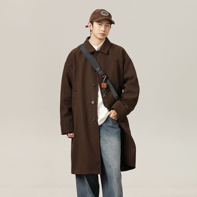 AutumnWinter Double-Faced Wool Coat Mens Mid-Length Style
