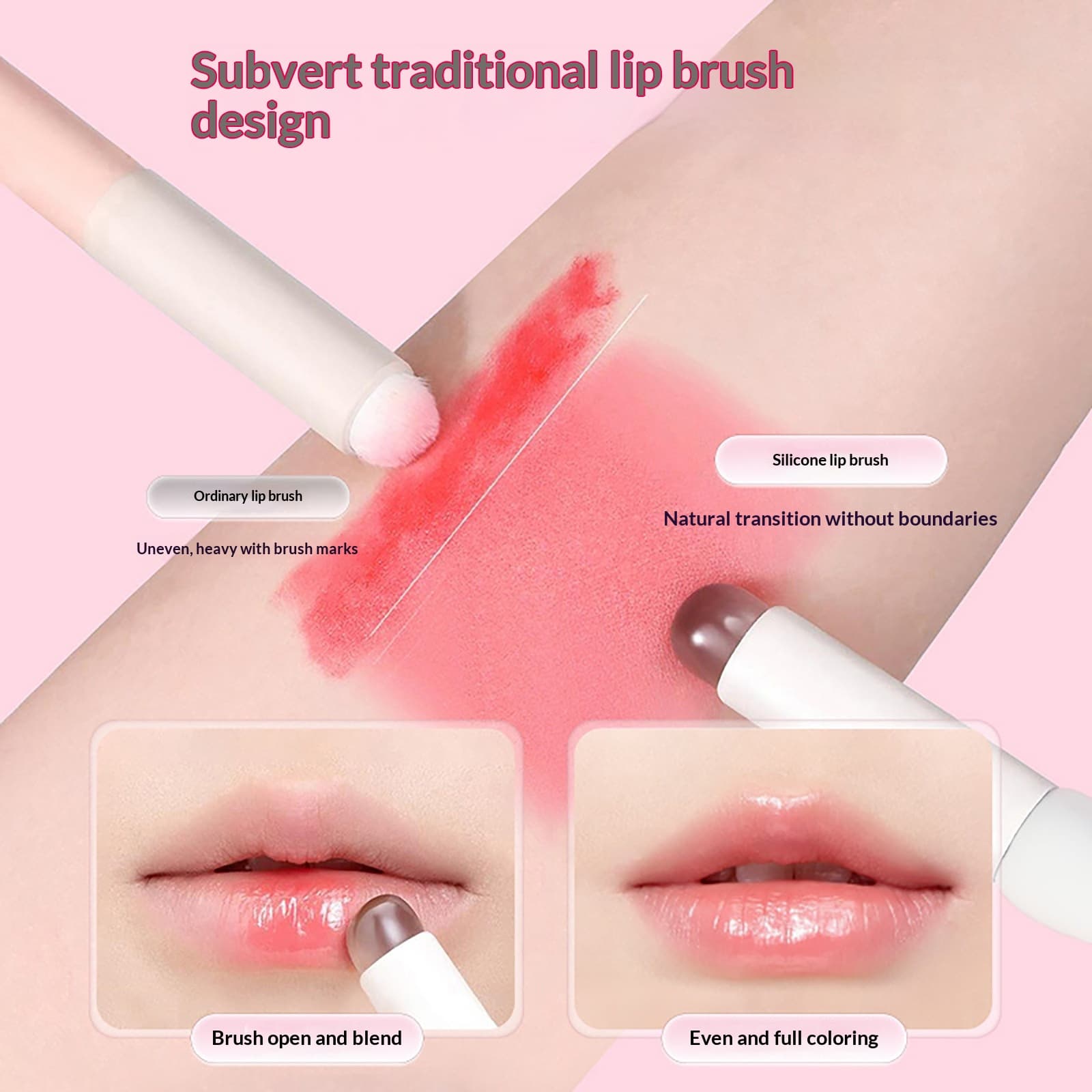 Lid Equipped No Residue Round Tip Cute Cat Paw Silicone Lip Brush