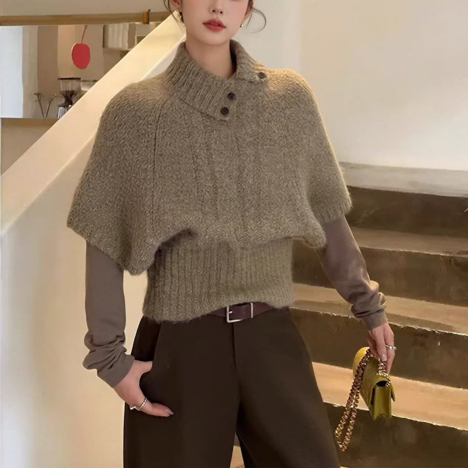 Women's Casual Lapel Mid-sleeve Sweater