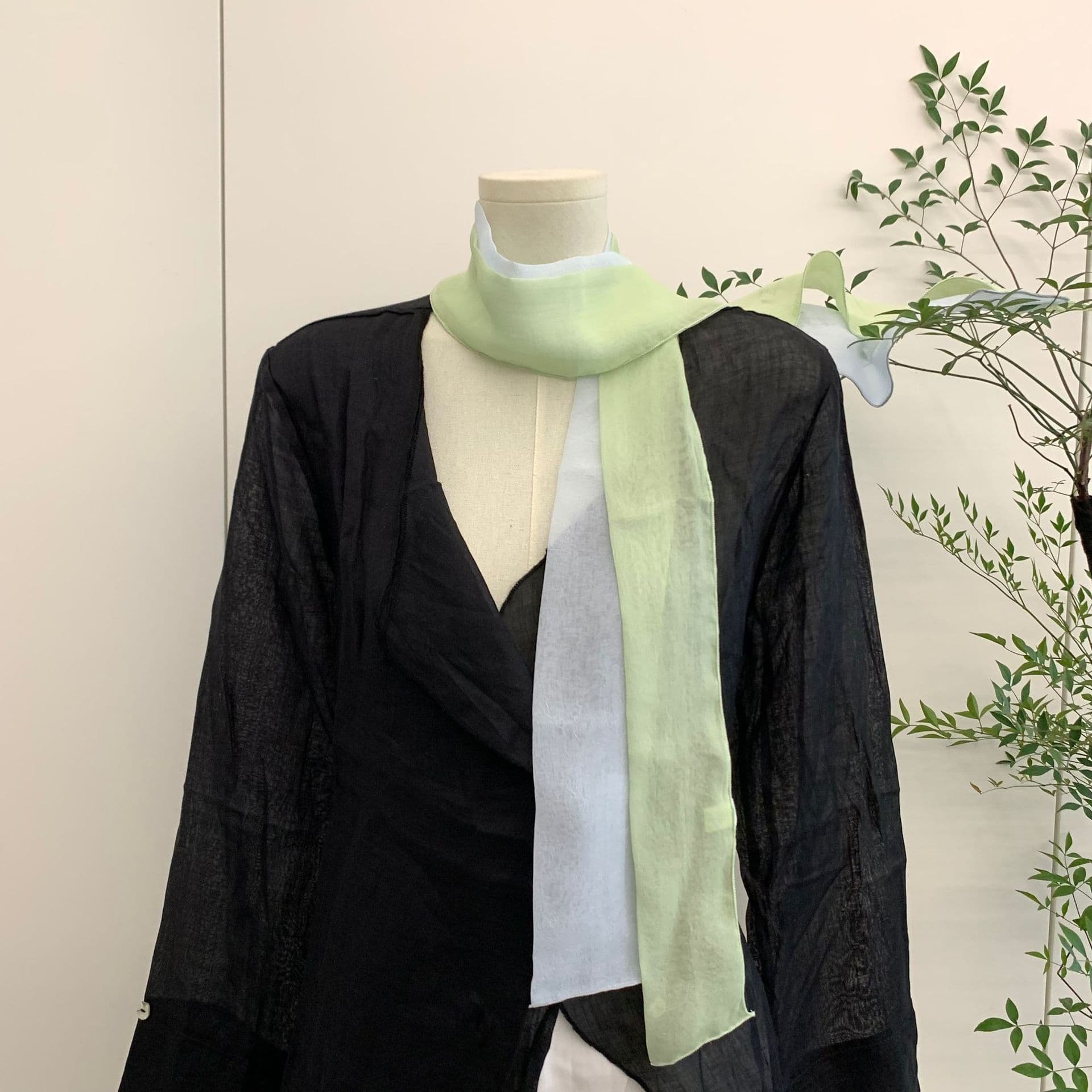 SpringSummer Solid-color Short Silk Scarf For Women