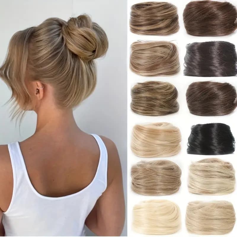 Clip-in Hairpiece Small Bun Womens Straight Hair Wig