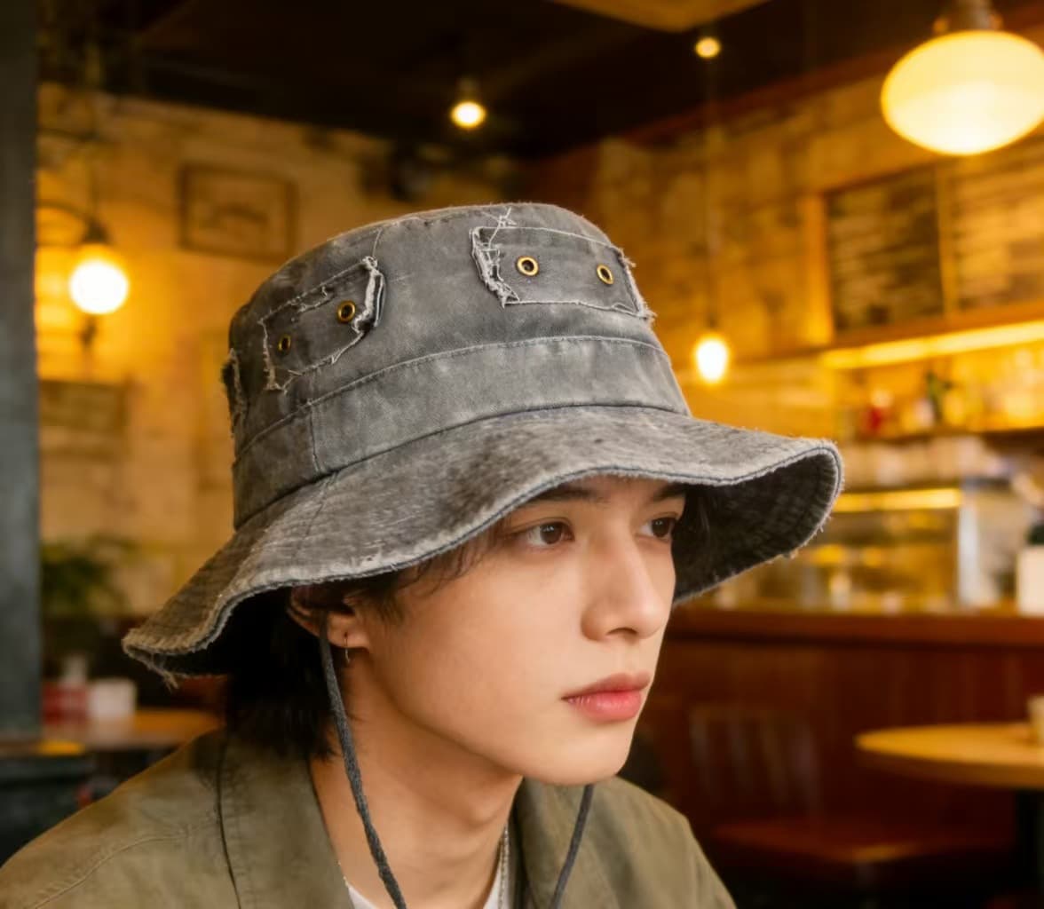 Retro Washed-cotton Bucket Hat For Sun Protection Outdoors