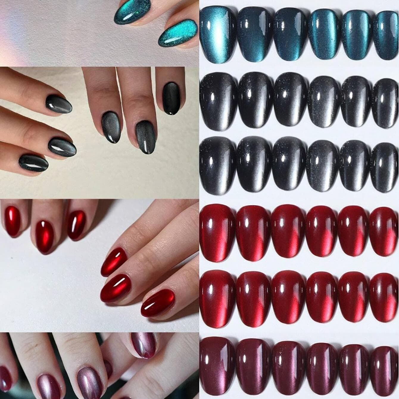 Cat Eye 4 Color Combo Wearable Nail Tips For Manicures