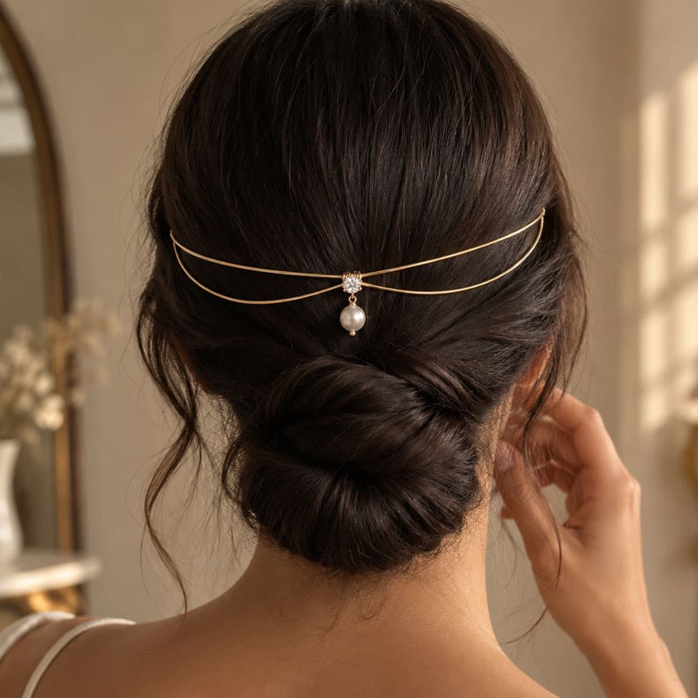 Retro Pearl Rhinestone Headband Hair Accessory For Women