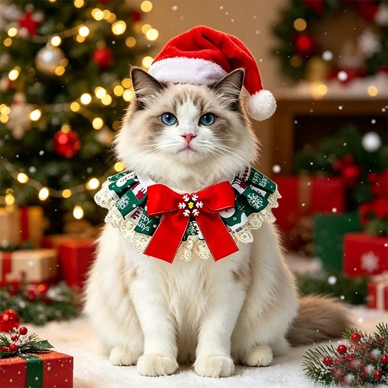 Pet Christmas Hat And Bib Set