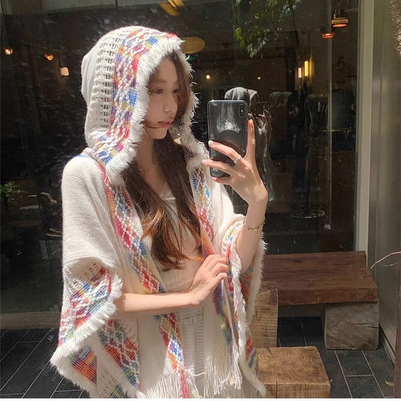 Women's Ethnic-style Cloak Forest-inspired Bohemian Scarf Shawl Outerwear