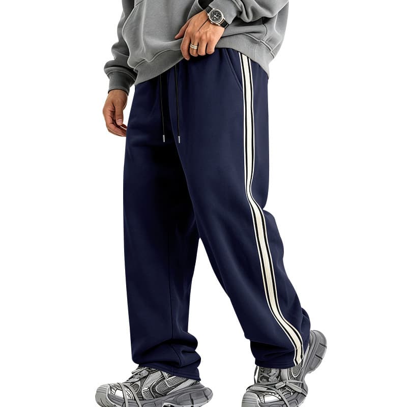 Men's AutumnWinter Fleece-Lined Loose Casual Drawstring Pants