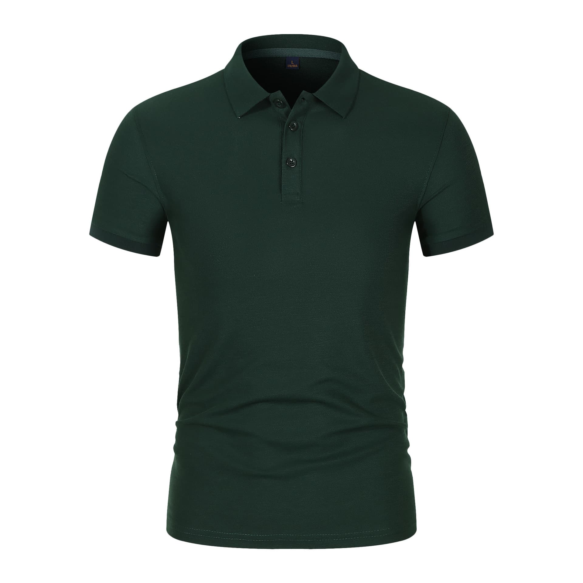 Men's Solid Color Short Sleeve Polo Shirt - Business Casual Button Down Collar Top for Daily Wear