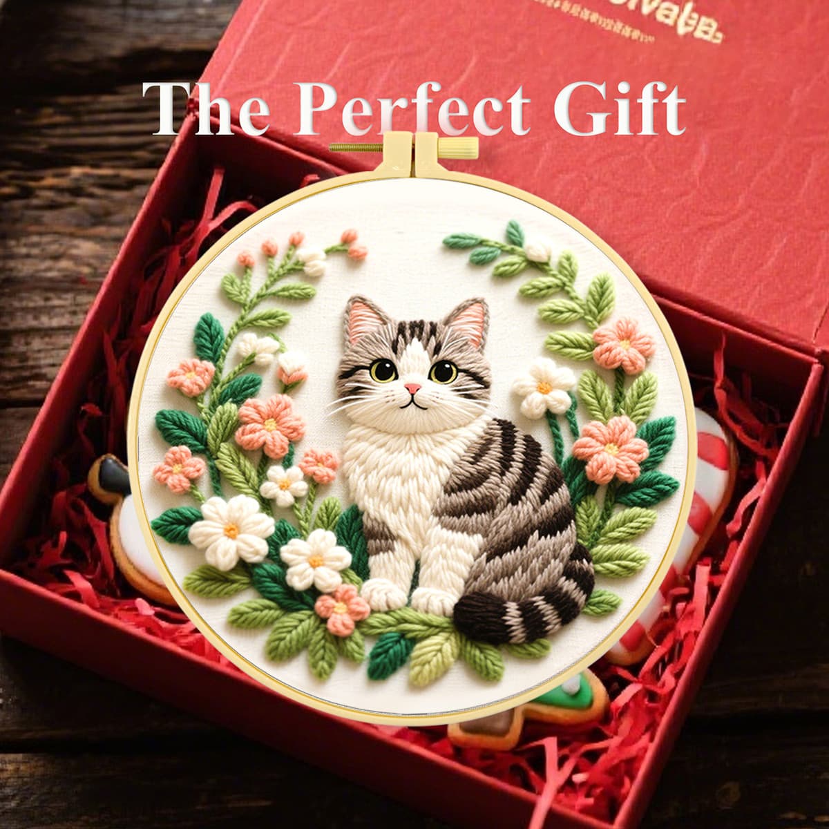 Grey Cat Embroidery Kit DIY Home Decor