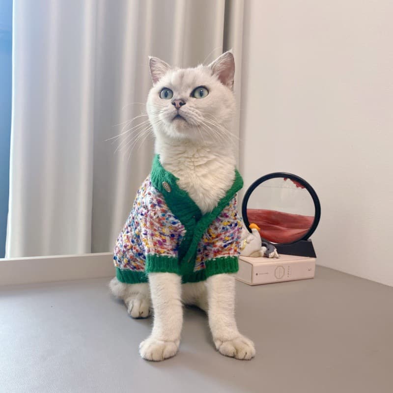 Pet Dog Color-Block Cardigan Sweater