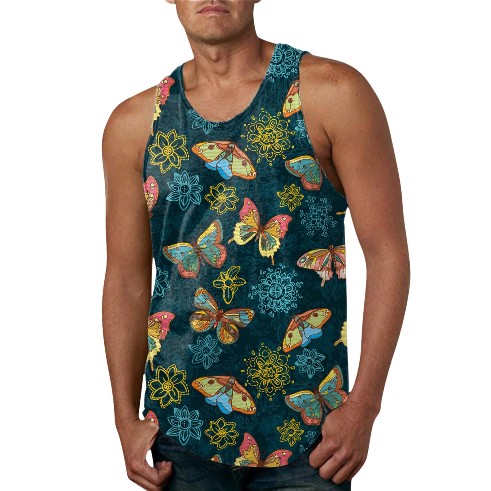 Mens Summer New Arrival Hawaiian-Print Casual Vest