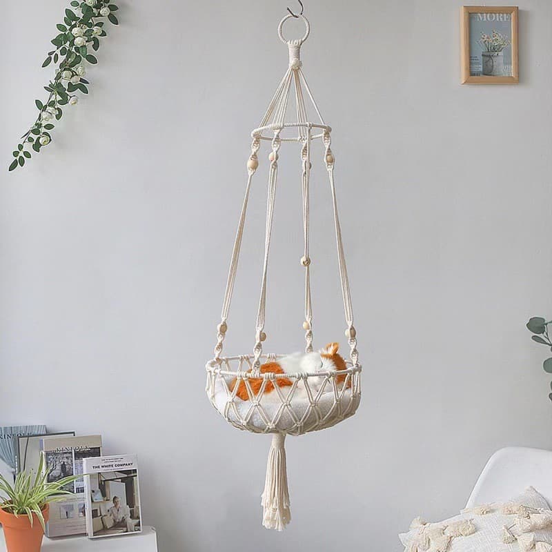 New Pet Bed With Striped Rabbit-Fur Plush Mat