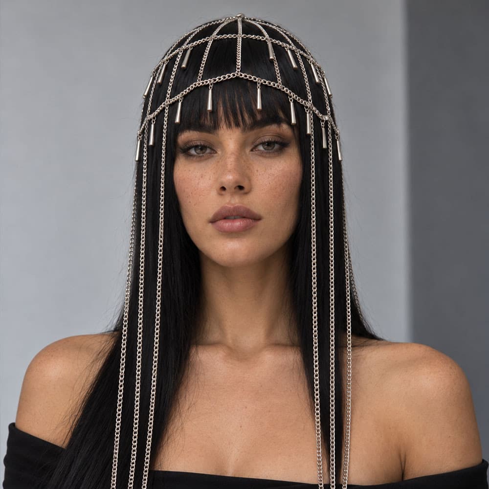 European And American Retro Mesh Tassel Hair Chain
