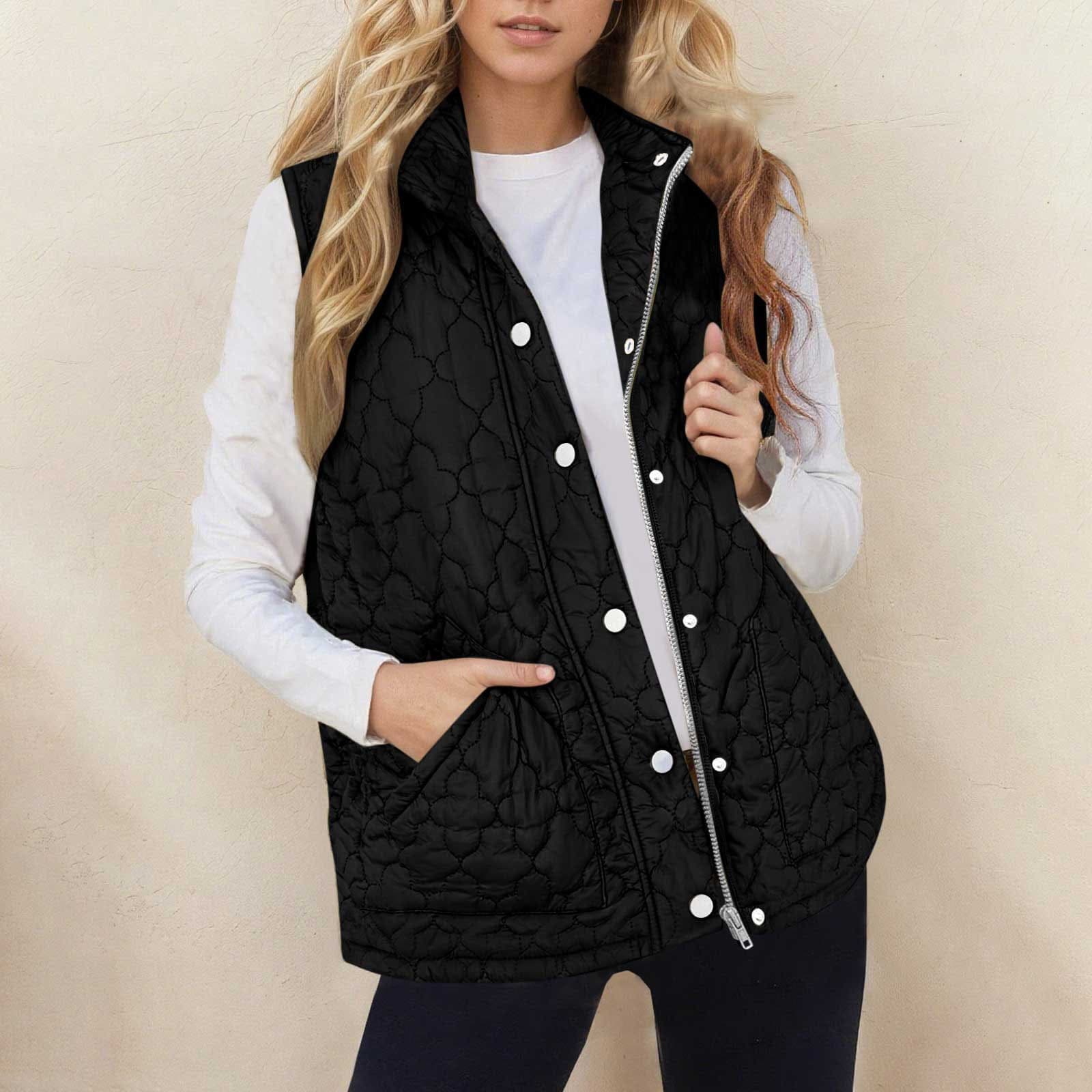 Women's Winter Sleeveless Vest Solid-Color Cotton-Lined TopOuterwear