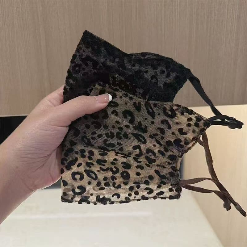 Women's Summer Lightweight Lace Leopard-Print Polyester Mask