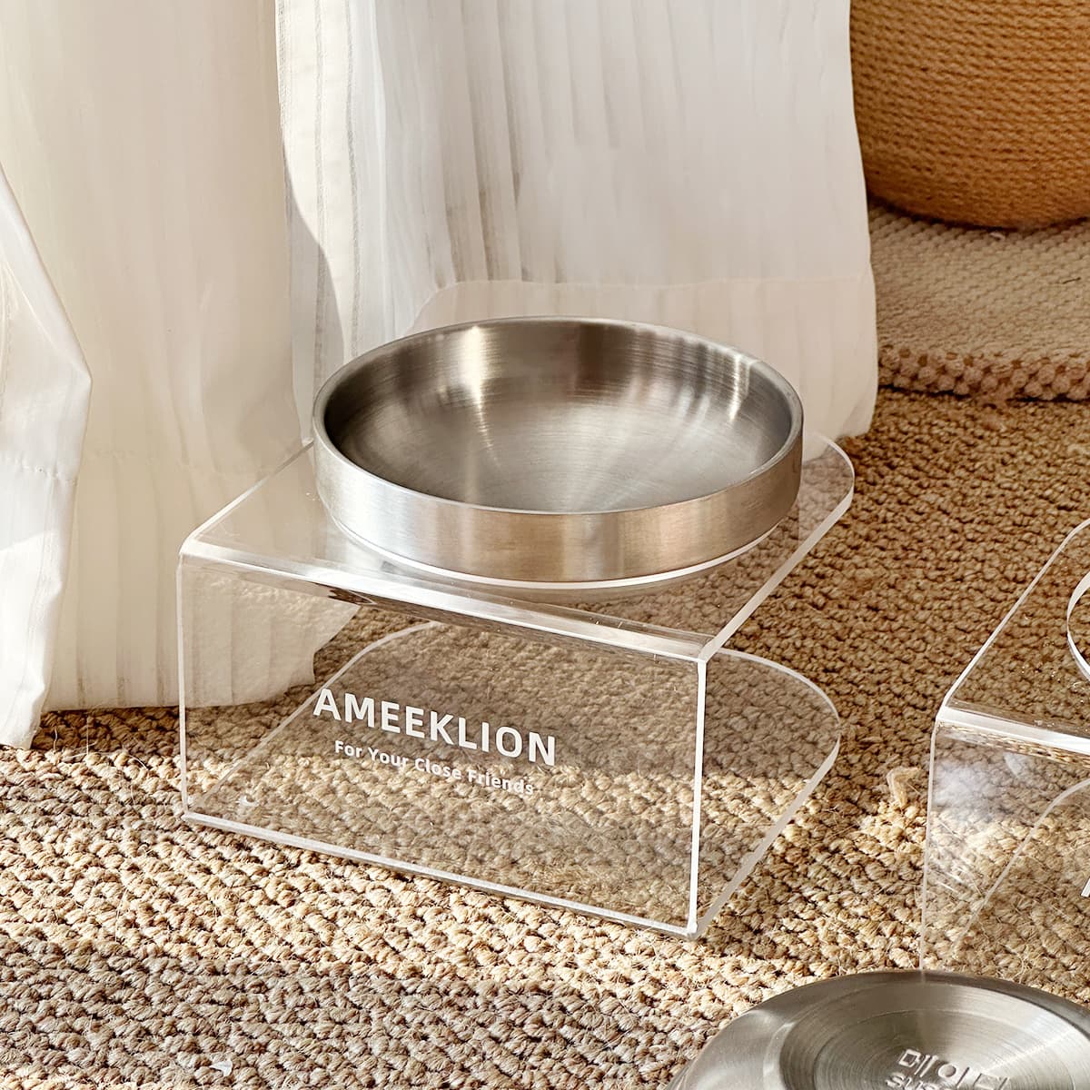 Stainless Steel Cat Bowl With A Raised Acrylic Stand Dog Bowl Large-diameter Pet Water Bowl And Food Bowl