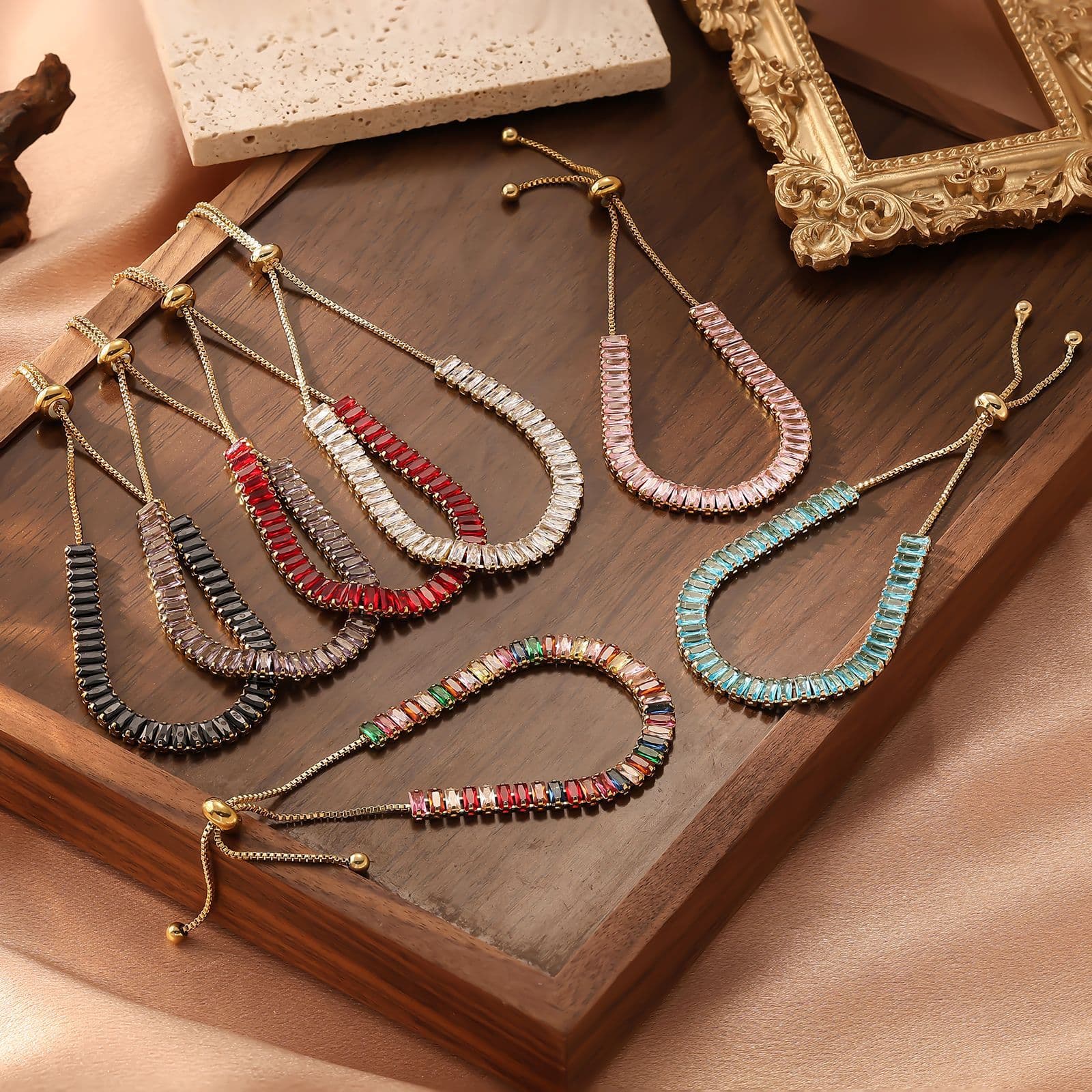 Hip-hop Micro-paved Multicolor Zircon Bracelet