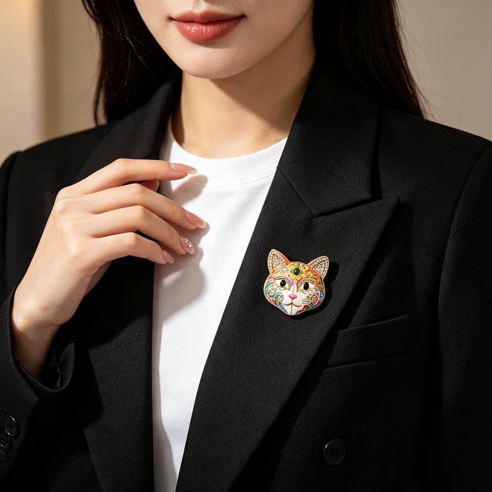 New Retro Cat Head Brooch Accessories