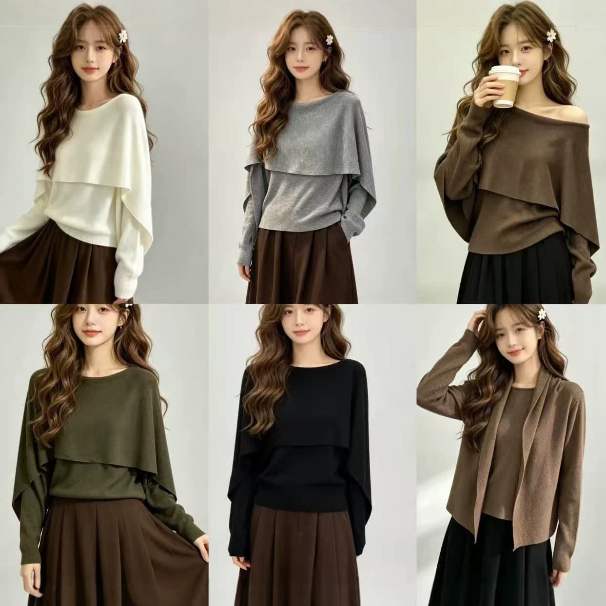Designer-style Cloak Cape Faux Two-piece Top For Women
