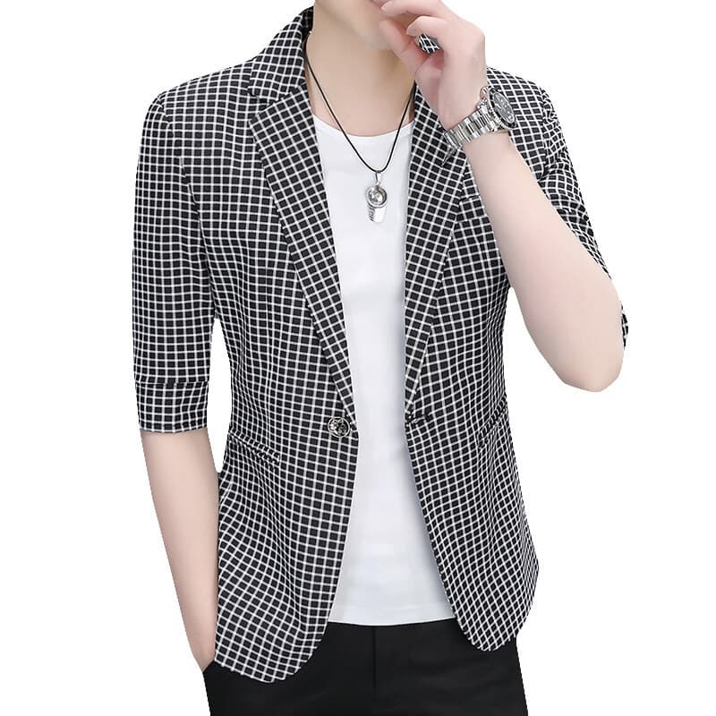 Hairdresser-printed Three-quarter-sleeve Blazer