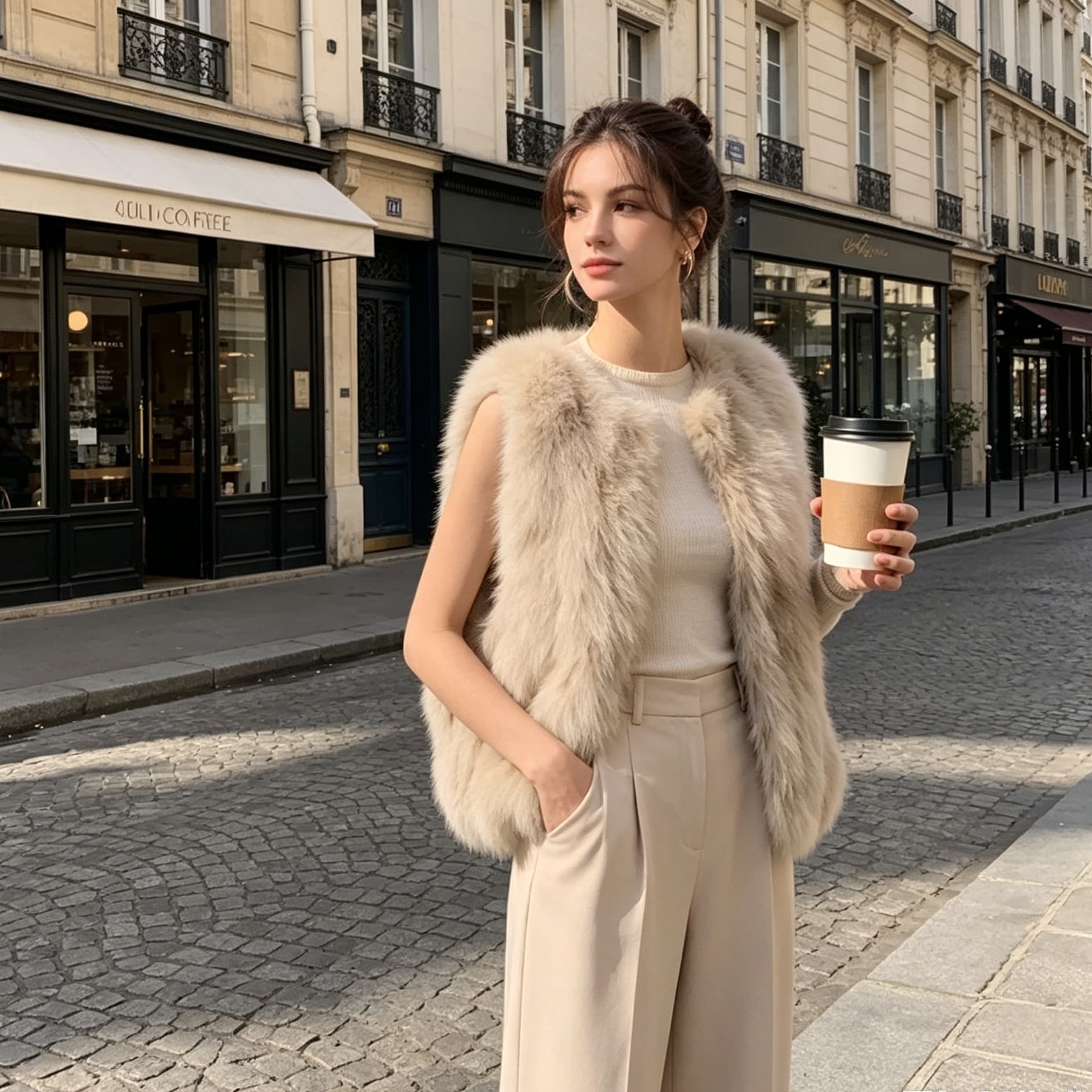 Women's Short Faux Fox Fur Vest For Fall And Winter