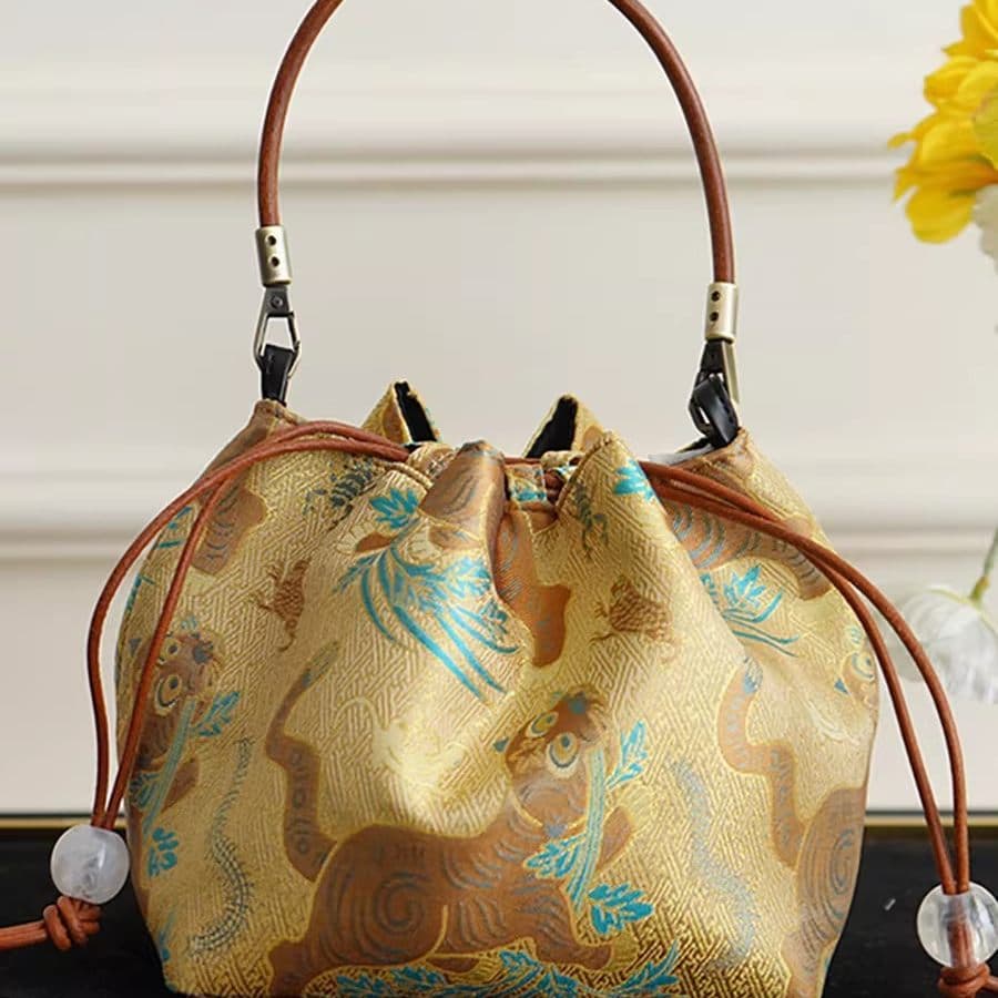 Traditional New Song Brocade Embroidered Small Square Handbag