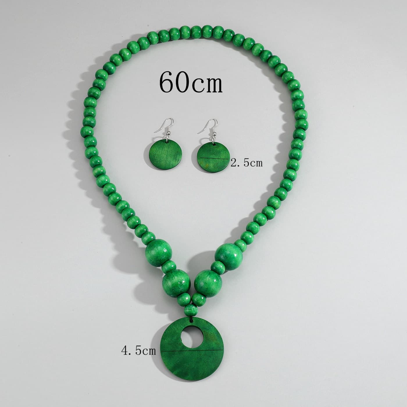Fashionable Handmade Wooden Beaded Necklace And Earrings For Women