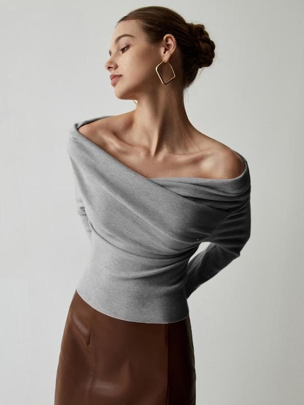 Off-Shoulder Knit Long-Sleeve Top