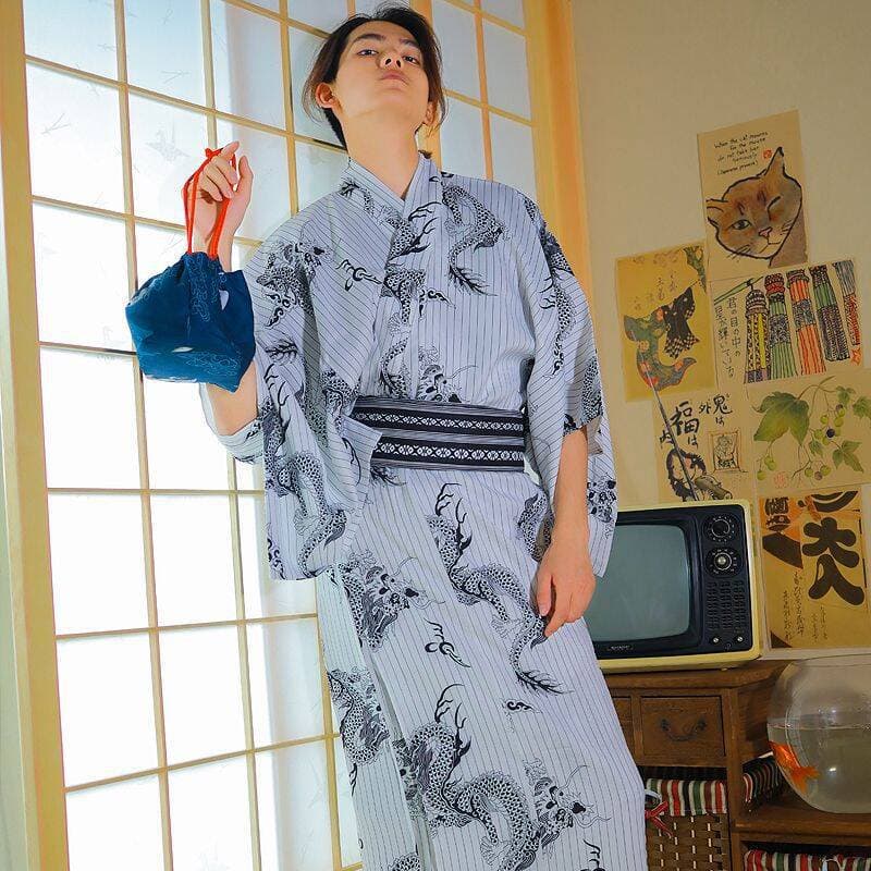 Mens Traditional Japanese Kimono Yukata Set