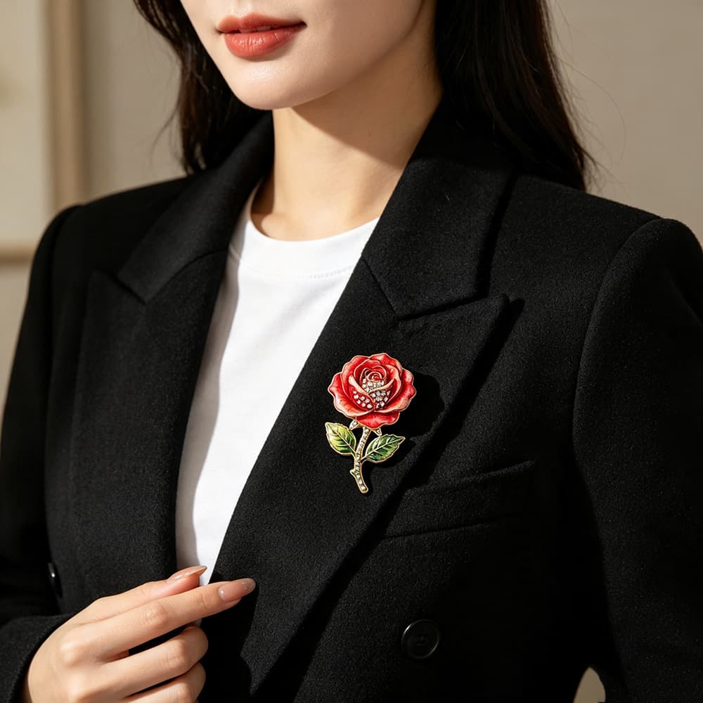 New Lightweight Luxury-look Rose Brooch
