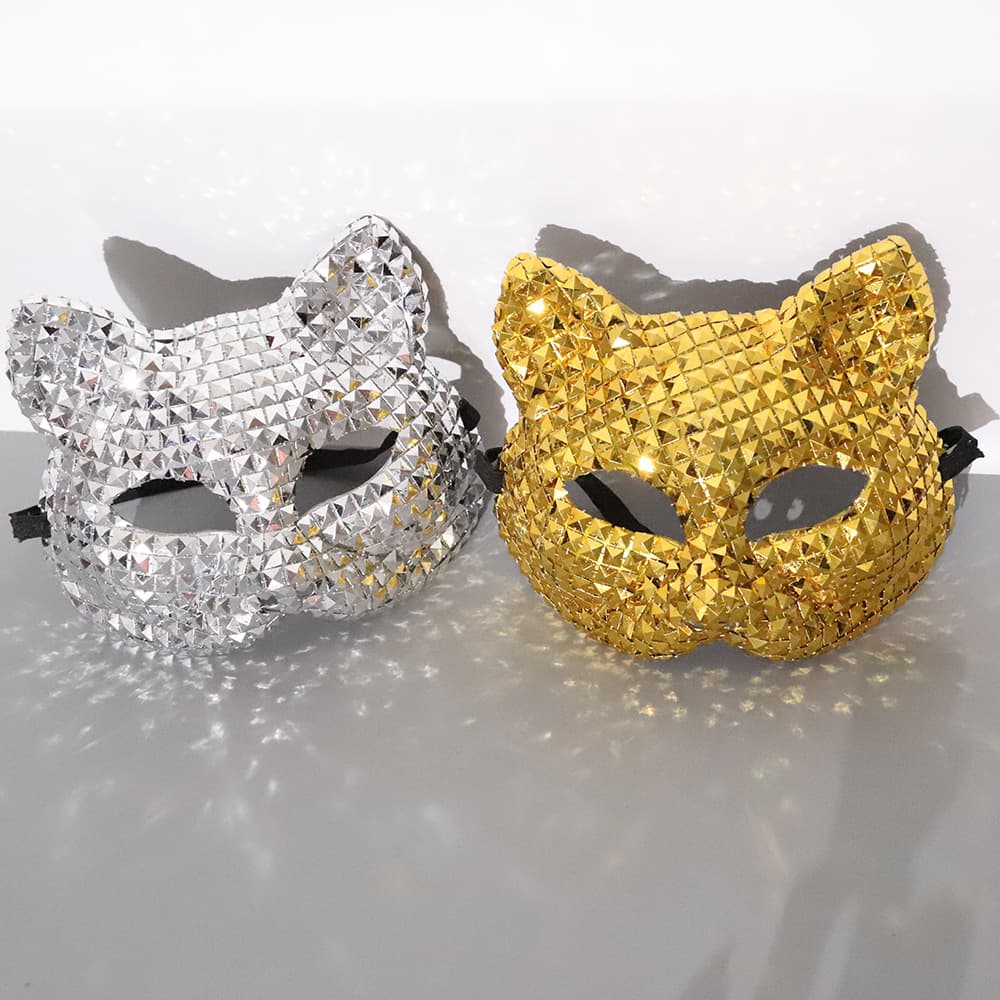 Halloween Ball Party Cat-Face Rhinestone Mask