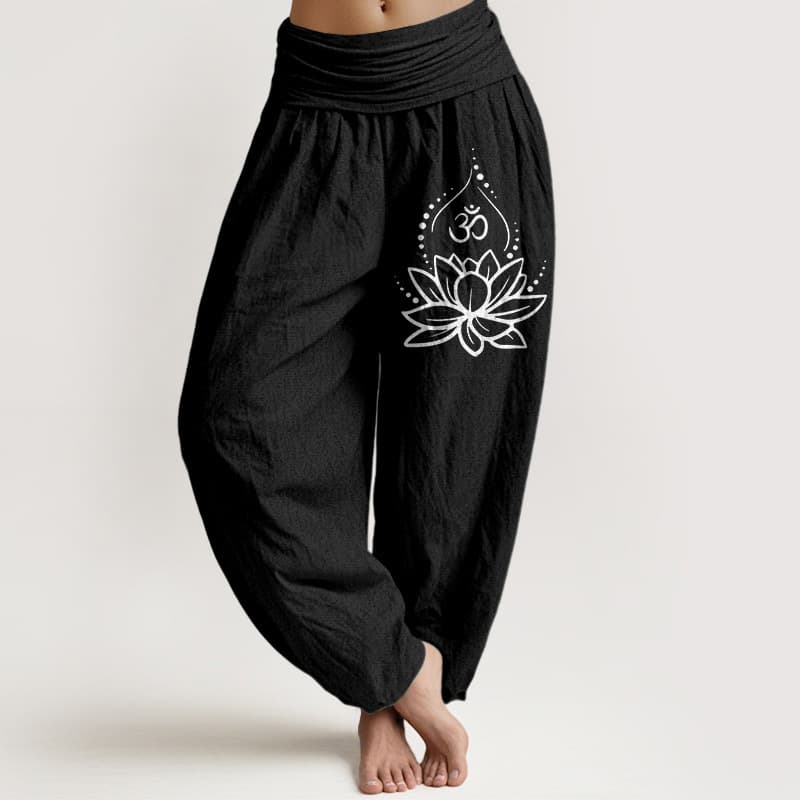Women's Solid-Color High-Waisted Pleated Pants With Elastic Waist