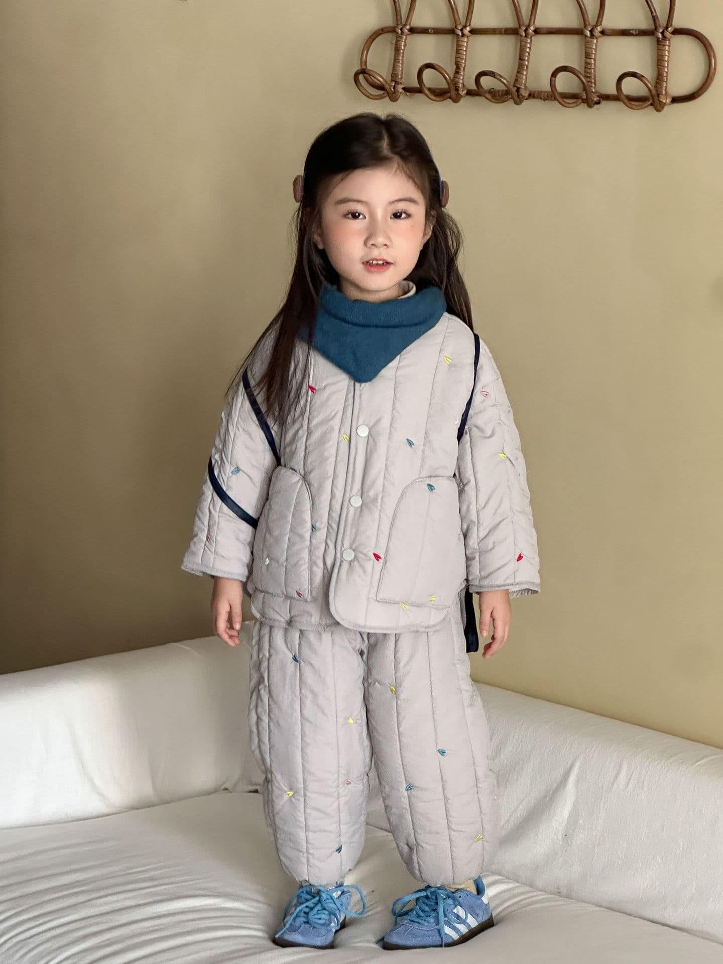 Childrens Cotton-padded Set Fleece-lined Warm Clothing