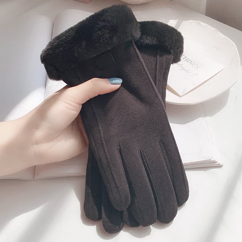 Fleece-lined Thickened Warm And Non-slip Cycling Gloves