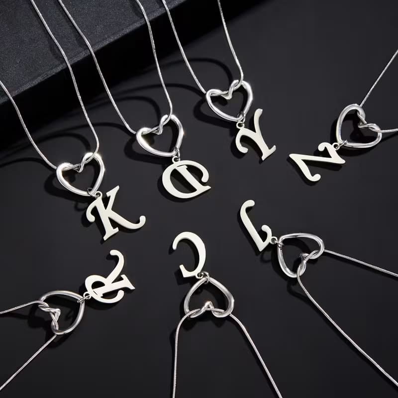 Stainless Steel 26-Letter Pendant Initial Letter Necklace