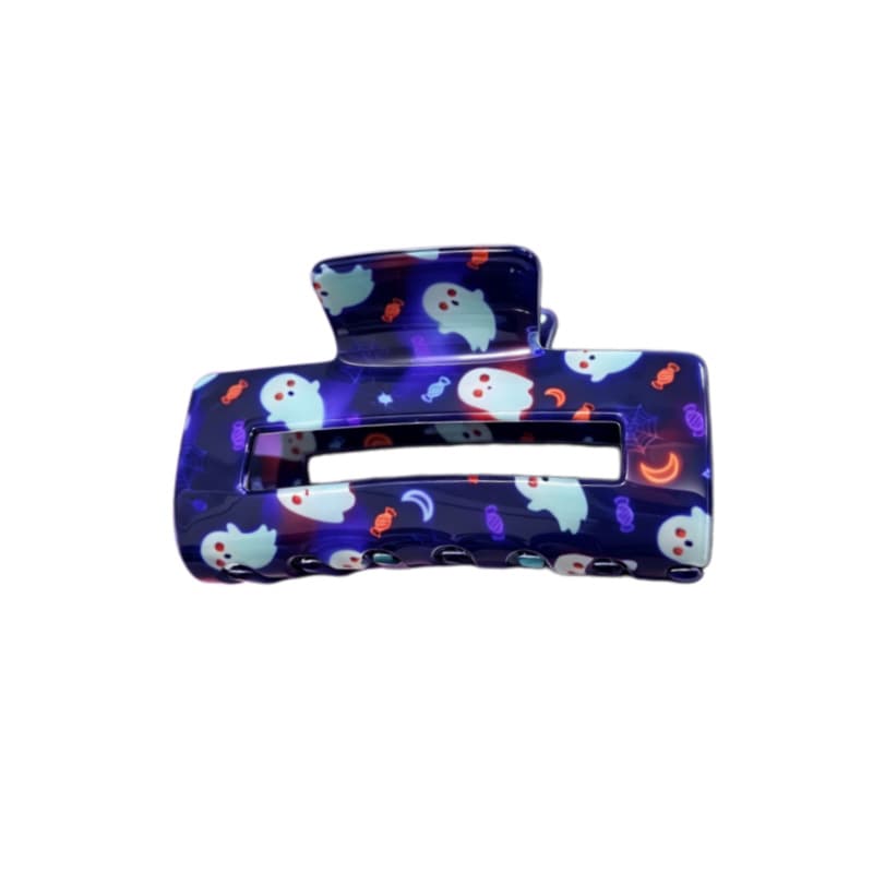 Halloween-themed Hair Clip Square Clip With Skull And Black Cat Print