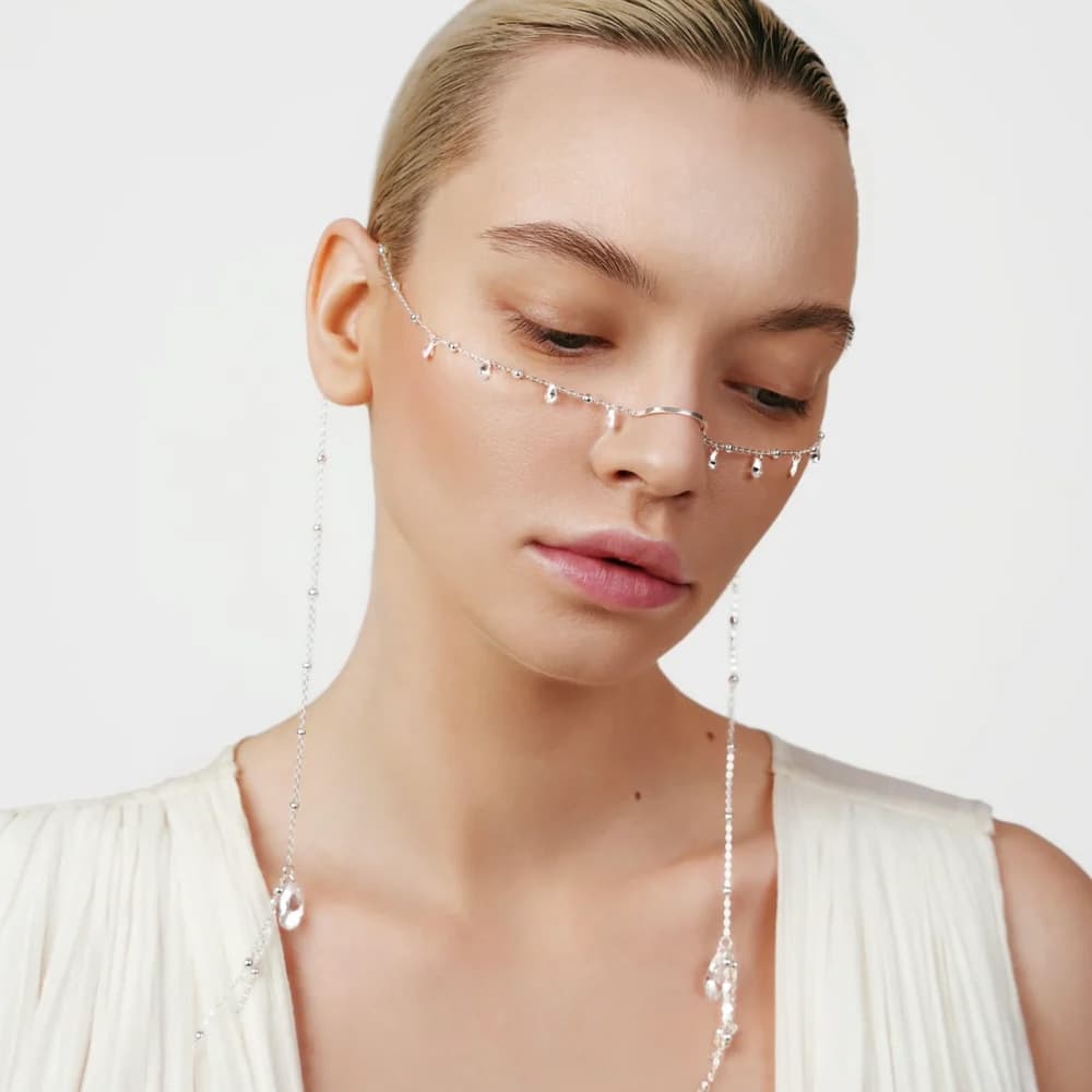 European Style Water Drop Rhinestone Face Chain Non-Pierced Nose Bridge Jewelry For Stage Party Performance