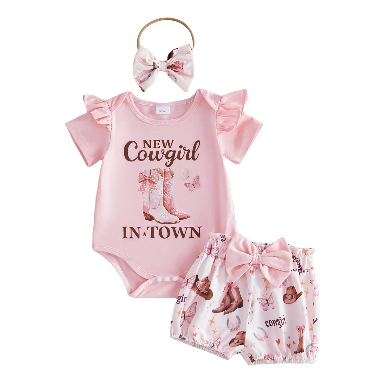Baby Girls Short-sleeve Letter-print Romper Set