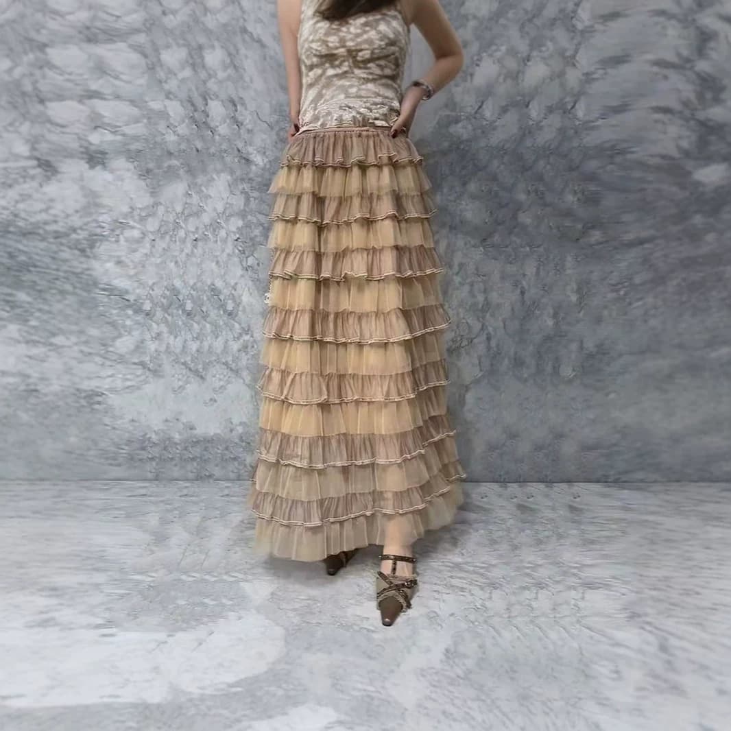 Spliced Green Tulle Ball Gown For Women