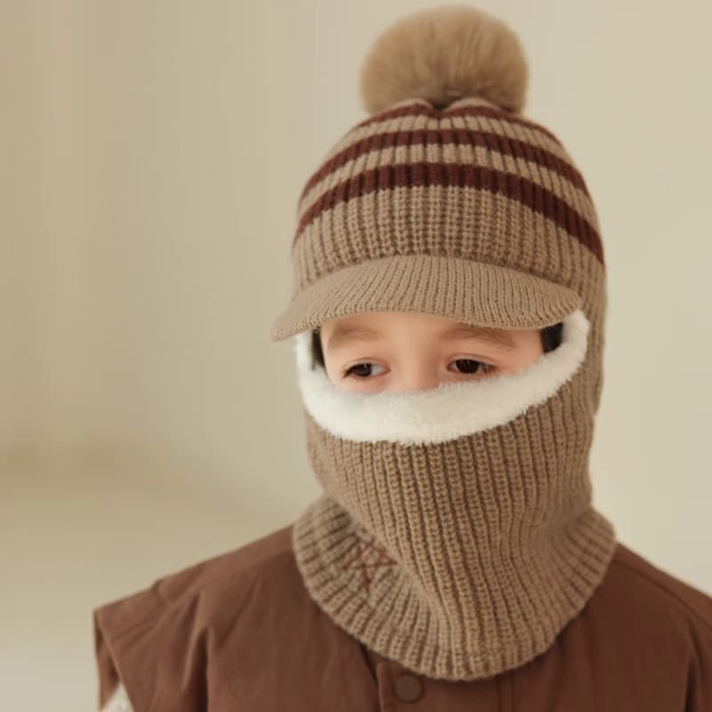 Children Fleece Lined Padded Warm Keeping Woolen Cap