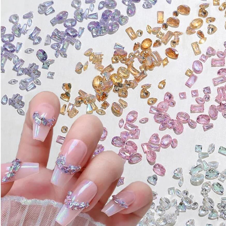 50-piece Multi-shape Mini Zircon Nail Art Decorations Assorted Colors