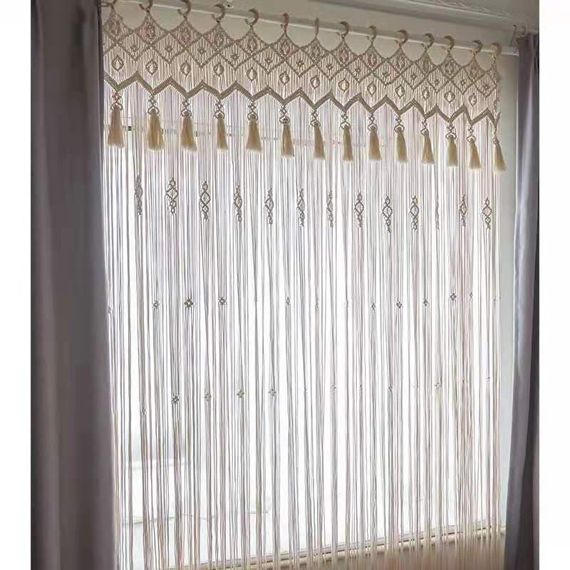 Bohemian-style Handmade Cotton-thread Woven Curtain Tapestry