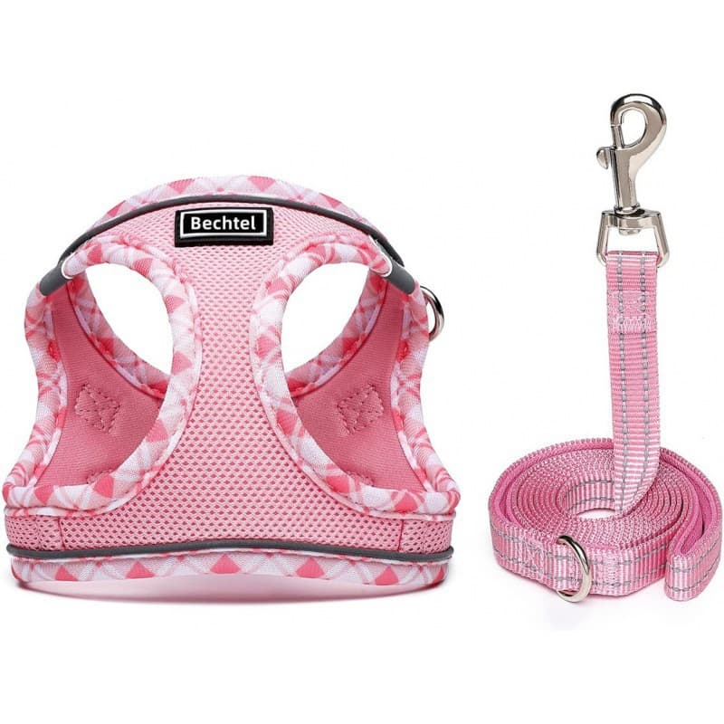 Pet Harness Vest Style Leash - Adjustable Breathable Dog Cat Harness with D-Ring for Walking Training