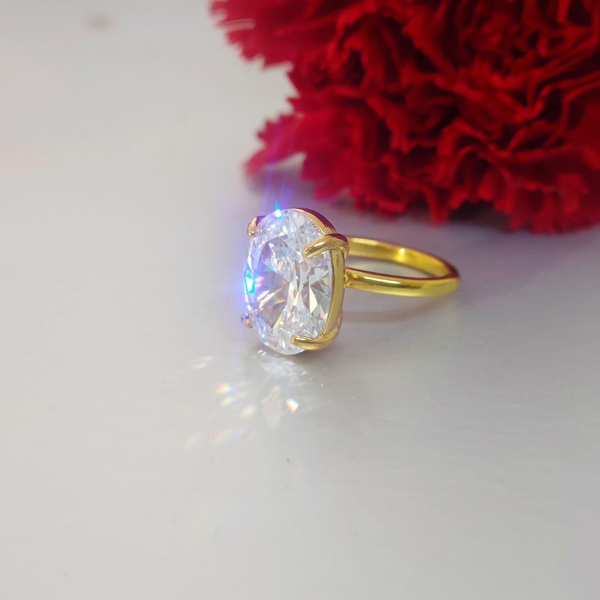 High-grade Light Luxury All-match Oval Zircon Stainless Steel Ring