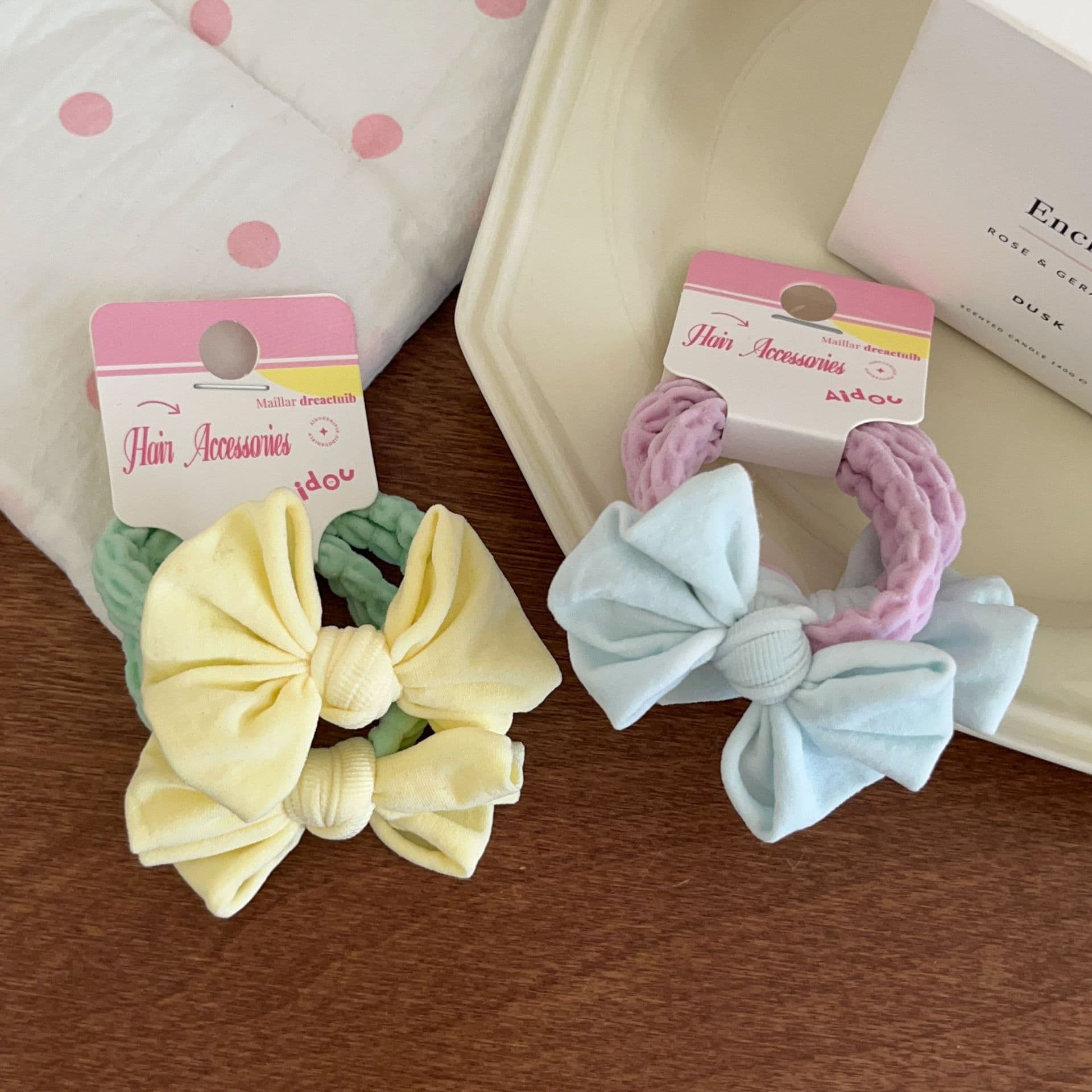 Macaron Bow Towel Ring Hair Rope Does Not Hurt High Elasticity