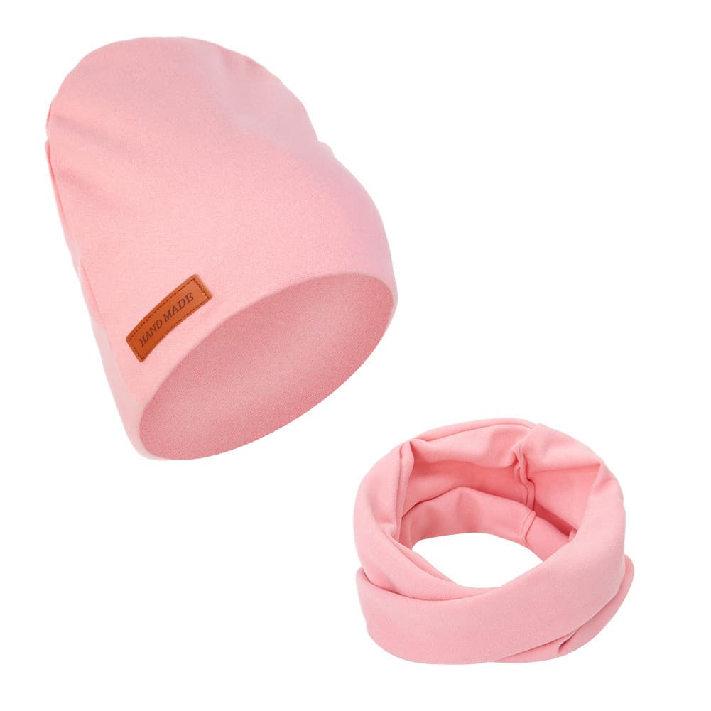 Children's Solid-Color Pullover Cross-Neck Warmer Two-Piece Set